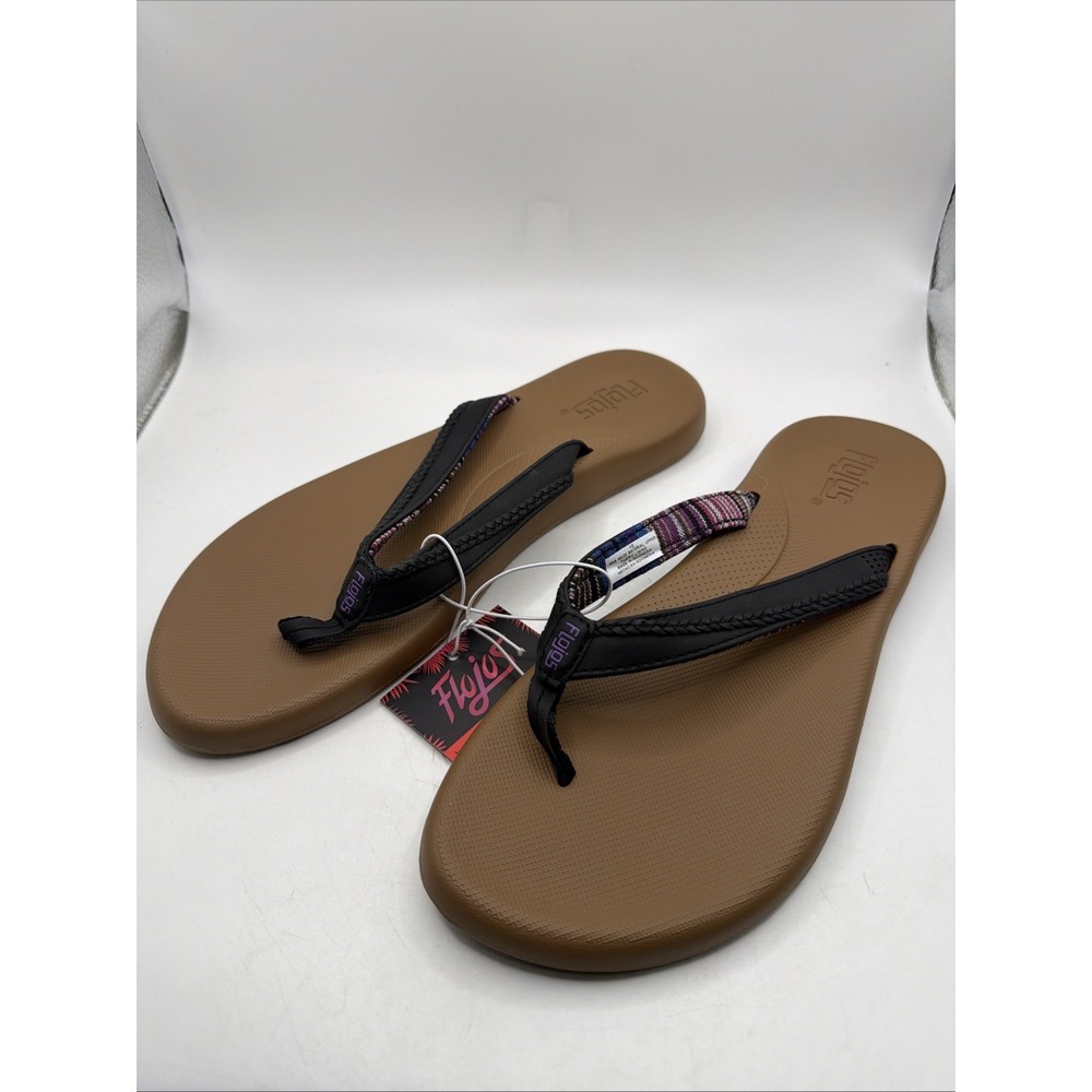 Flojos Women's Just Hanging Out Flip Flops Black Size 10.‎ New